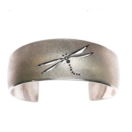 6.5" Art Sterling cuff bracelet with dragonfly - Estate Fresh Austin