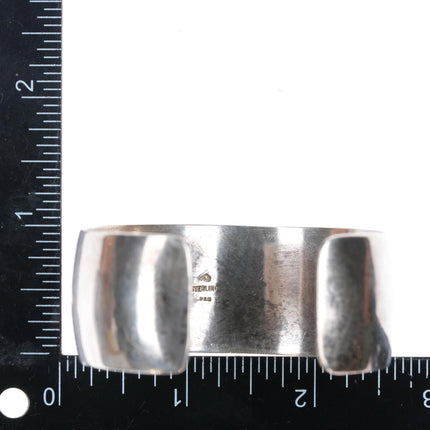 6.35" P Vintage Southwester sterling silver stamped wide cuff bracelet - Estate Fresh Austin