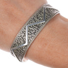 Ray Scott Navajo textured overlay modernist sterling silver cuff bracelet - Estate Fresh Austin