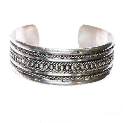 7.12" Vintage Sterling silver twisted wire cuff bracelet - Estate Fresh Austin