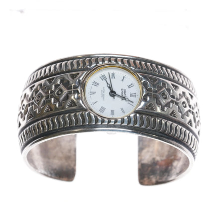 6.4" Sunshine Reeves Navajo sterling silver watch cuff bracelet - Estate Fresh Austin