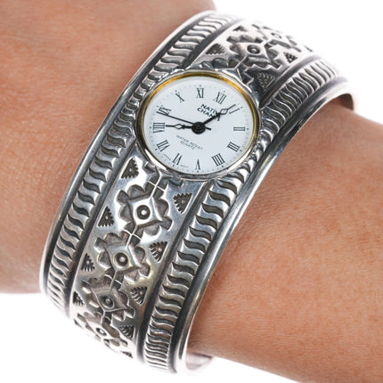 6.4" Sunshine Reeves Navajo sterling silver watch cuff bracelet - Estate Fresh Austin