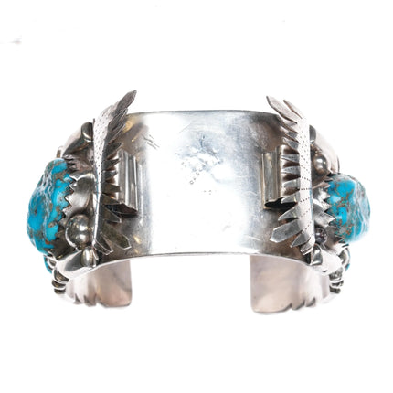6.85" NOS Vintage Zuni Sterling silver Kingman turquoise G Watch cuff bracelet - Estate Fresh Austin