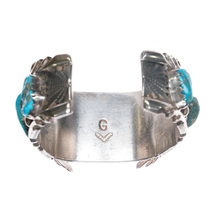 6.85" NOS Vintage Zuni Sterling silver Kingman turquoise G Watch cuff bracelet - Estate Fresh Austin