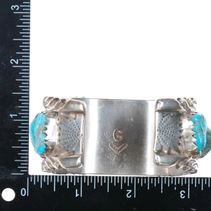 6.85" NOS Vintage Zuni Sterling silver Kingman turquoise G Watch cuff bracelet - Estate Fresh Austin