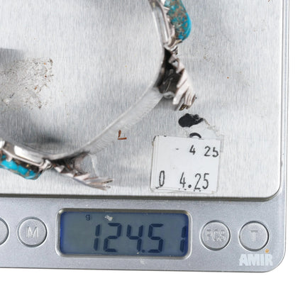 6.85" NOS Vintage Zuni Sterling silver Kingman turquoise G Watch cuff bracelet - Estate Fresh Austin