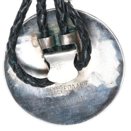 c1960 c-31 Dennis & Nancy Edaakie Zuni Cardinal Redbird bolo tie sterling silver - Estate Fresh Austin