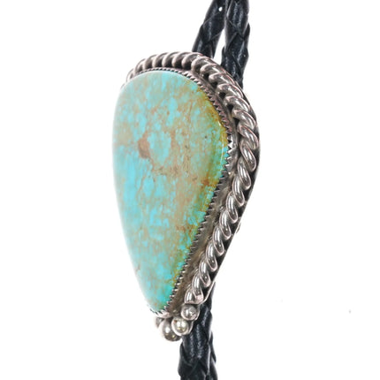 c1980's Marvin Slim Navajo sterling silver turquoise bolo tie - Estate Fresh Austin