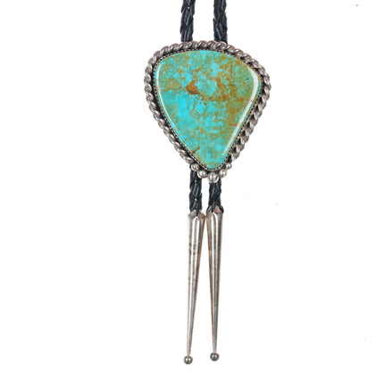 c1980's Marvin Slim Navajo sterling silver turquoise bolo tie - Estate Fresh Austin
