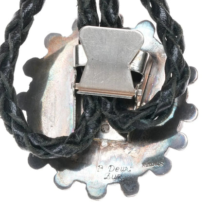 c1980's Barbara Dewa Zuni carved sunface bolo tie sterling silver - Estate Fresh Austin