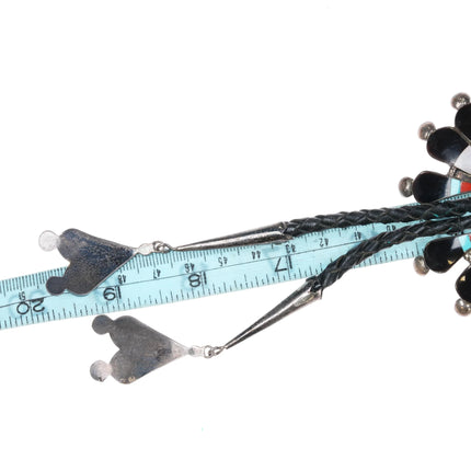 70's-80's P Lonjose Zuni Large sterling silver sunface bolo tie w/danglies - Estate Fresh Austin