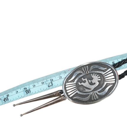 70's-80's Cast Navajo sterling silver kokopelli bolo tie - Estate Fresh Austin