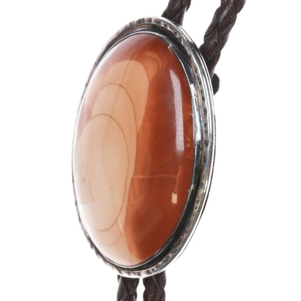 Large 1970's BJS Sterling silver and jasper southwestern bolo tie - Estate Fresh Austin