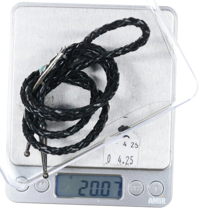 c1950's Small sterling silver and turquoise overlay style Navajo bolo tie - Estate Fresh Austin