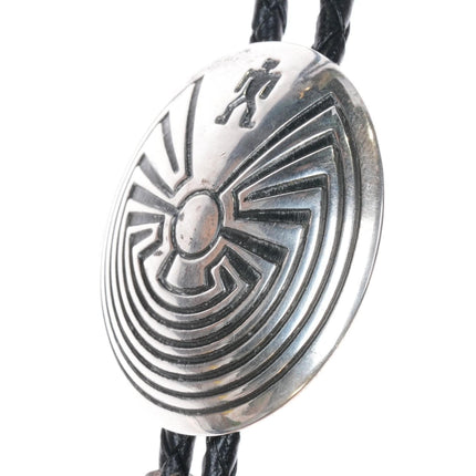 70's-80's Navajo sterling silver Man in the Maze bolo tie - Estate Fresh Austin