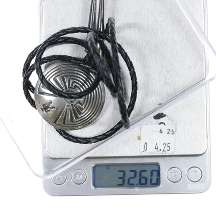 70's-80's Navajo sterling silver Man in the Maze bolo tie - Estate Fresh Austin