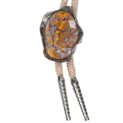 Vintage mid century modernist sterling silver agate/jasper bolo tie - Estate Fresh Austin