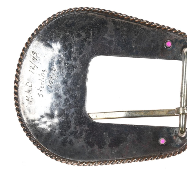 1999 Sterling silver/10k gold rubies ranger belt buckle set J initial Monogram - Estate Fresh Austin