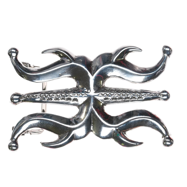 Francis Begay Navajo sterling silver cast Ketoh shaped belt buckle - Estate Fresh Austin