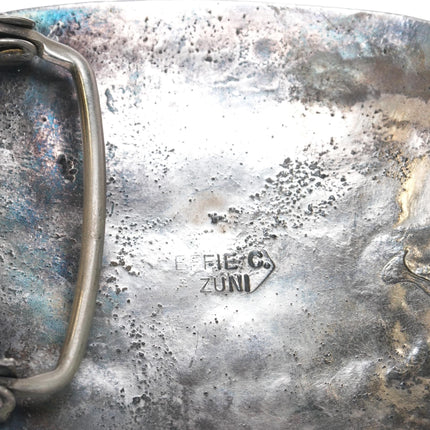 Large/Heavy Effie Calavaza Zuni Sterling silver Snake turquoise belt buckle - Estate Fresh Austin
