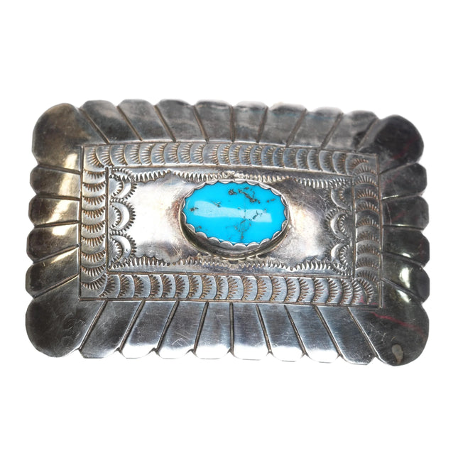 s Vintage Navajo sterling silver belt buckle with turquoise stone - Estate Fresh Austin