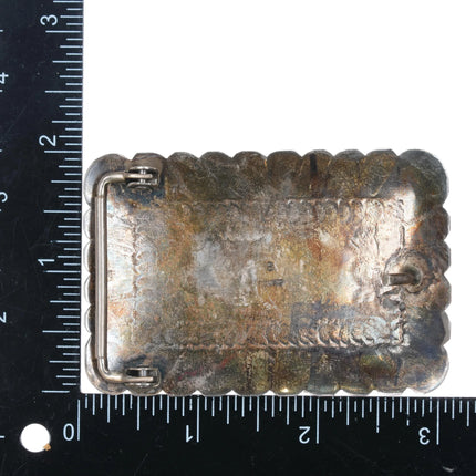 s Vintage Navajo sterling silver belt buckle with turquoise stone - Estate Fresh Austin