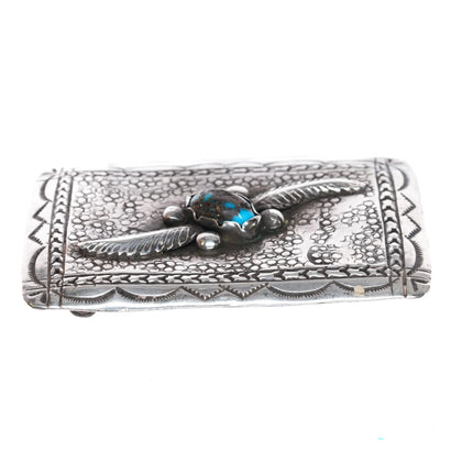 RHY Vintage Navajo sterling silver belt buckle Bisbee turquoise stone - Estate Fresh Austin