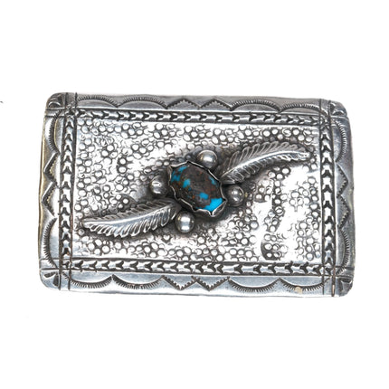 RHY Vintage Navajo sterling silver belt buckle Bisbee turquoise stone - Estate Fresh Austin