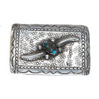 RHY Vintage Navajo sterling silver belt buckle Bisbee turquoise stone - Estate Fresh Austin