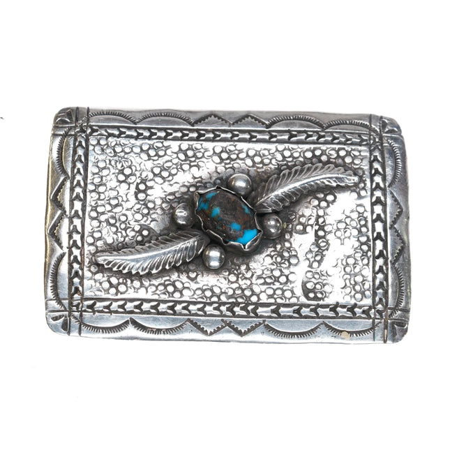 RHY Vintage Navajo sterling silver belt buckle Bisbee turquoise stone - Estate Fresh Austin