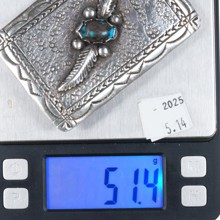 RHY Vintage Navajo sterling silver belt buckle Bisbee turquoise stone - Estate Fresh Austin