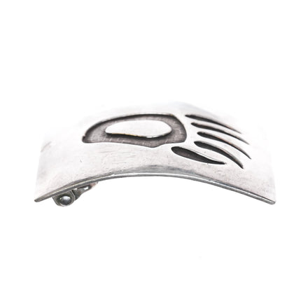 Vintage J Hopi or Navajo sterling silver bear paw overlay belt buckle - Estate Fresh Austin