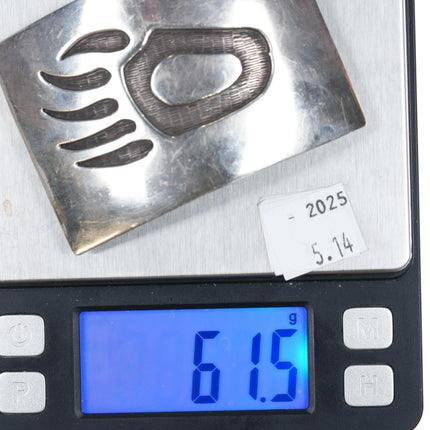 Vintage J Hopi or Navajo sterling silver bear paw overlay belt buckle - Estate Fresh Austin