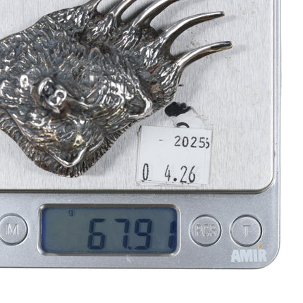 Vintage Jette Sterling silver bear paw themed belt buckle - Estate Fresh Austin