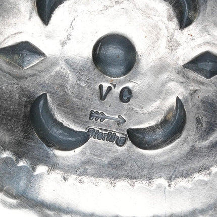 VC Navajo sterling silver heavily stamped repousse belt buckle - Estate Fresh Austin