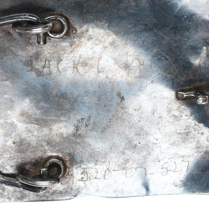 Vintage Navajo sterling silver picture jasper belt buckle - Estate Fresh Austin