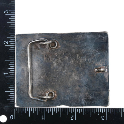 Vintage Navajo sterling silver picture jasper belt buckle - Estate Fresh Austin