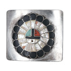 Vintage Zuni Sterling silver sunface inlay belt buckle - Estate Fresh Austin