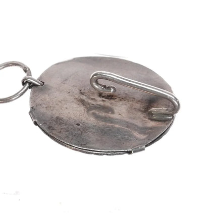 30" c1940 Zuni Sterling silver inlaid rainbow man link concho belt - Estate Fresh Austin