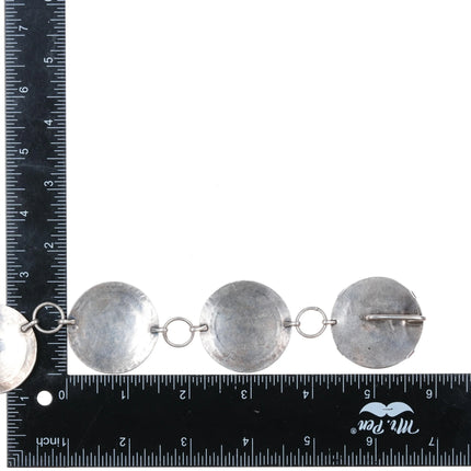 30" c1940 Zuni Sterling silver inlaid rainbow man link concho belt - Estate Fresh Austin