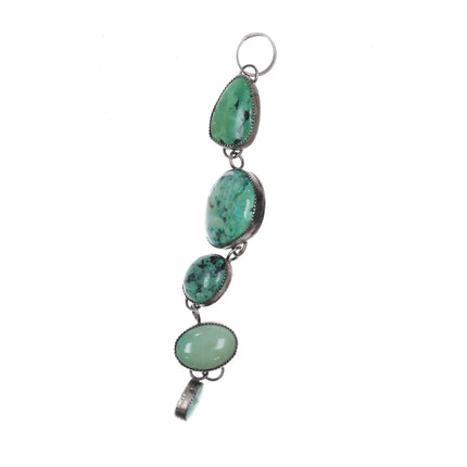 Darryl Becenti Navajo sterling silver green turquoise dangly pendant - Estate Fresh Austin