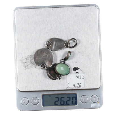 Darryl Becenti Navajo sterling silver green turquoise dangly pendant - Estate Fresh Austin