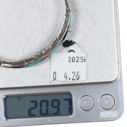 6" Vintage H-L Zunie sterling silver channel inlay Zuni cuff bracelet - Estate Fresh Austin