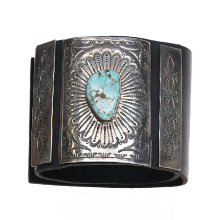 7.5" Navajo Sterling silver Dry Creek Turquoise Ketoh Bowguard bracelet - Estate Fresh Austin