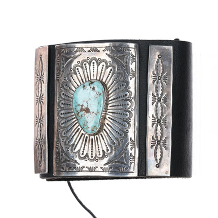 7.5" Navajo Sterling silver Dry Creek Turquoise Ketoh Bowguard bracelet - Estate Fresh Austin