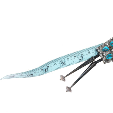 70's-80's Vintage Navajo sterling silver turquoise nugget cluster bolo tie - Estate Fresh Austin