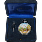 1980's Reuge Swiss sterling silver automaton music box pocket watch horse - Estate Fresh Austin