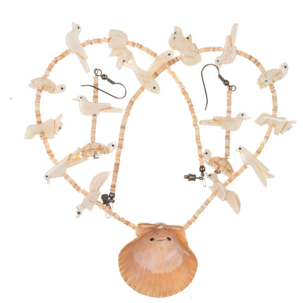 1970's Carved Bone/Shell Northwest coast Native American silver fetish necklace - Estate Fresh Austin