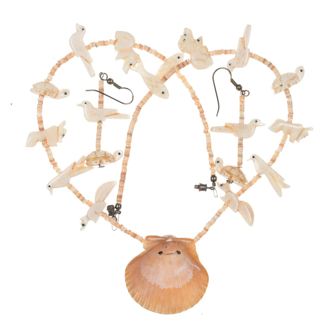 1970's Carved Bone/Shell Northwest coast Native American silver fetish necklace - Estate Fresh Austin