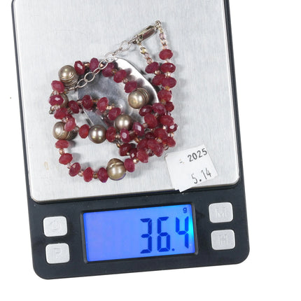 Retro JAC 999 Fine siver Ruby Beads Modernist Horse head necklace sterling - Estate Fresh Austin